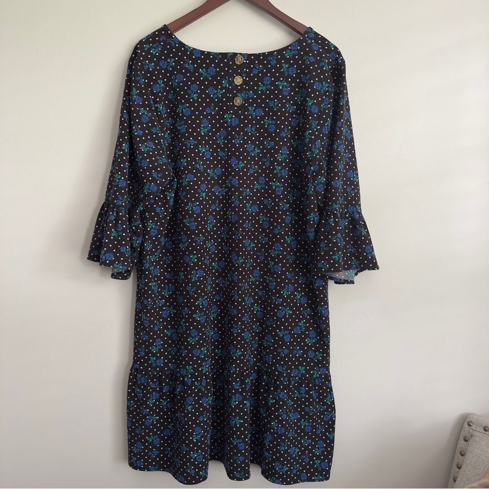 Draper James X ELOQUII Forget Me Dots Floral Drop Waist Flounce Dress - Size 16 - Picture 8 of 13
